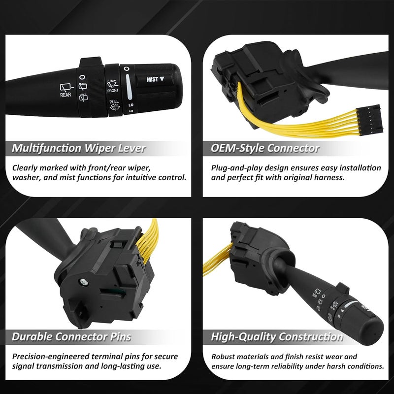 Best View WP409 Windshield Wiper Switch Compatible with Je-ep Wrangler Patriot Compass Liberty Commander Grand Cherokee for Dodge Journey Nitro Caliber for Chrysler PT Cruiser, Replaces 68003215AD 68003215AA - Image 5